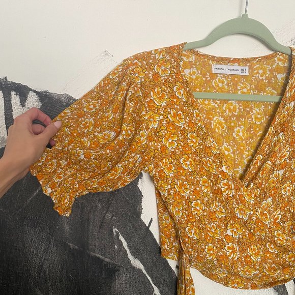 Faithfull the Brand | Mali Wrap Top in Saffron | Small - Picture 3 of 13